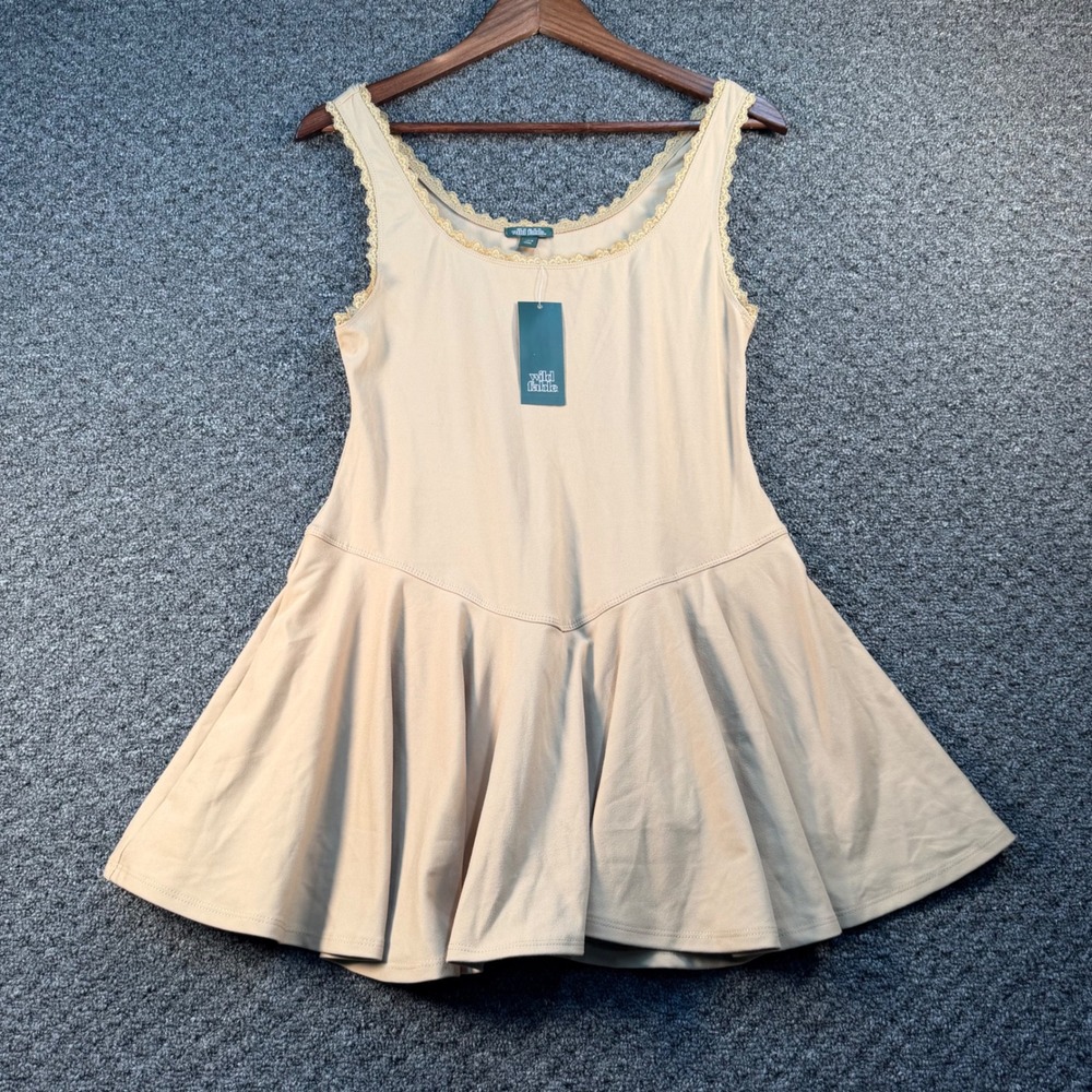 Wild Fable Tan Lace Trim Active Dress Sleeveless Built-in Shorts NWT Size S